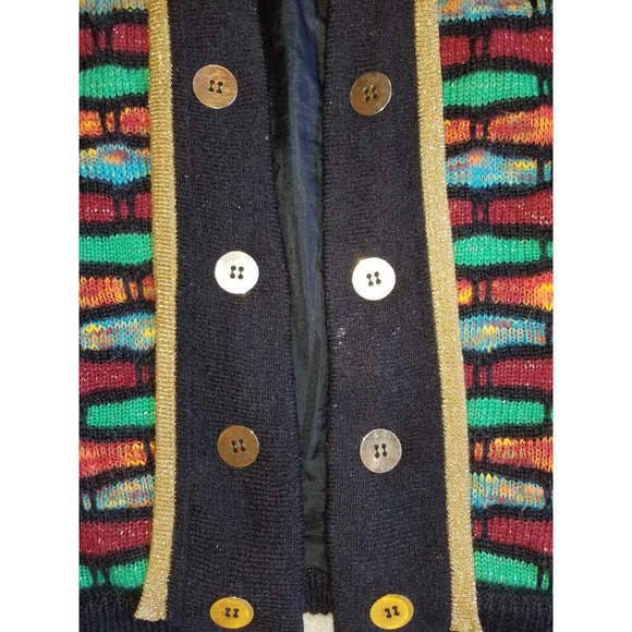 VINTAGE Y2K Womens Sweater/Jacket-CAREER FRANKLIN-multi mohair lined cardigan-M - Picture 3 of 5